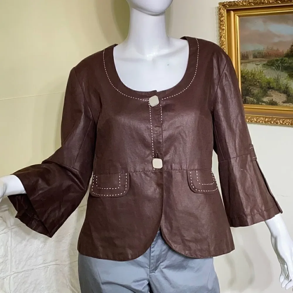 Vex Collection Brown Cotton Light Jacket/Top - Picture 2 of 13